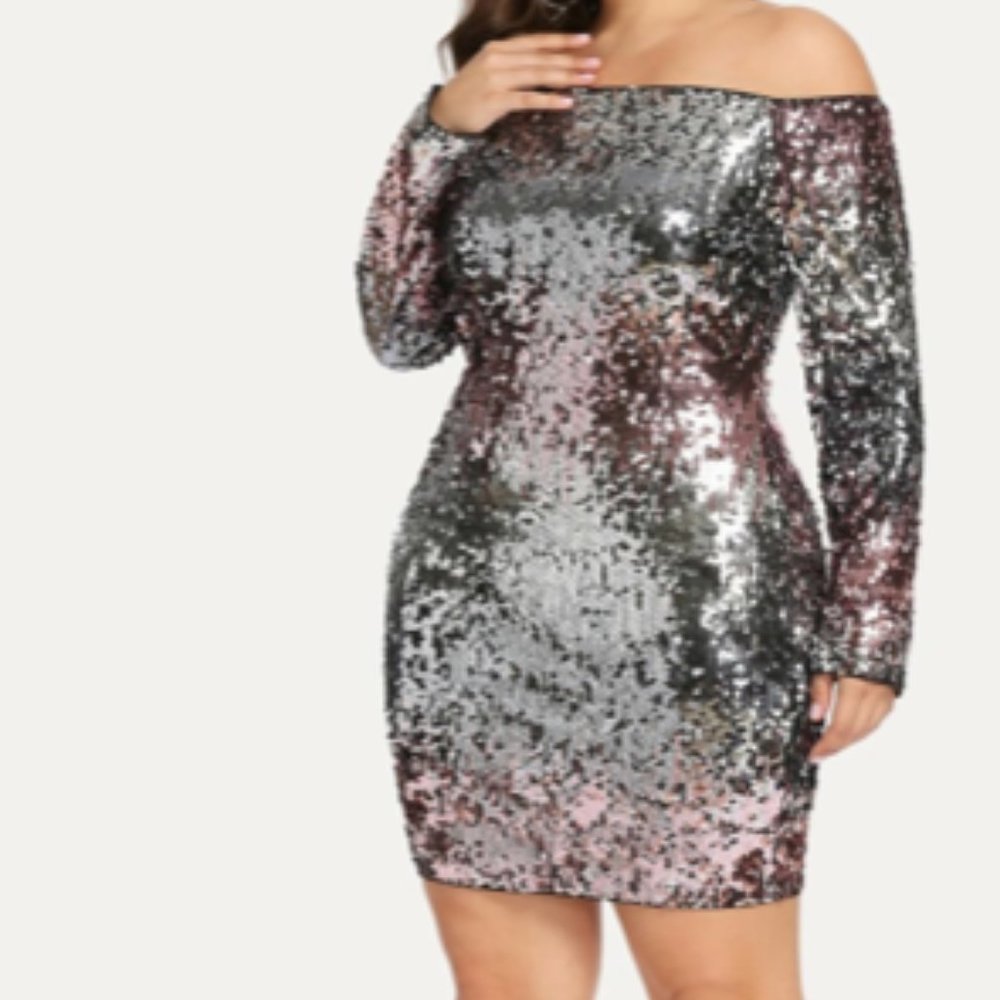 Shein 3XL off shoulder SEQUIN dress